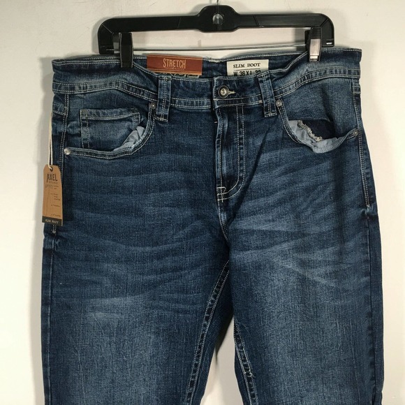 T.K. Axel Slim Bootcut Stretch Denim Jean, Men's Size 36 x 32 - Blue - Picture 5 of 10